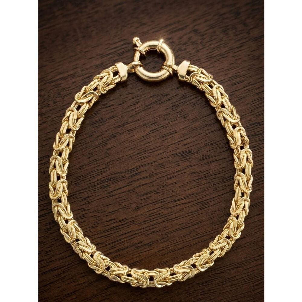 Gold Vermeil Byzantine Chain Bracelet Intricate Woven Links Classic Luxury Style